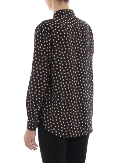 Shop Saint Laurent Star Print Silk Crepe De Chine Shirt In Black