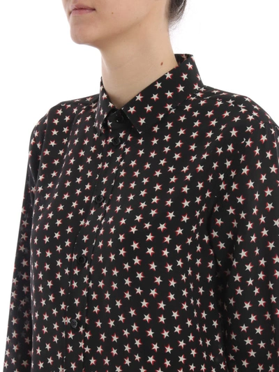 Shop Saint Laurent Star Print Silk Crepe De Chine Shirt In Black