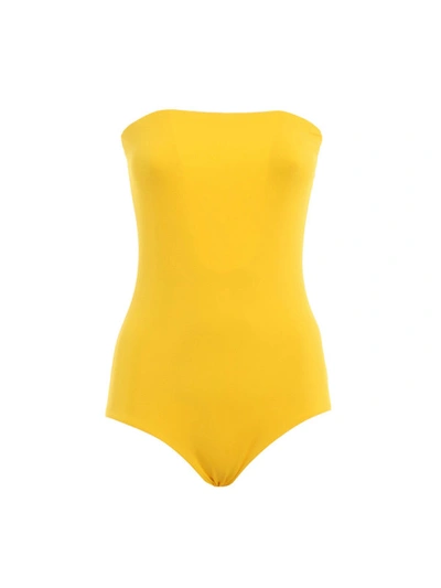 Shop Alexandre Vauthier Yellow Stretch Viscose Bodysuit
