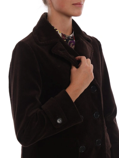 Shop Aspesi Double-breasted Corduroy Jacket In Brown