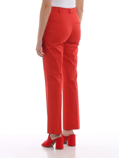 Shop Etro Red Stretch Cotton Cropped Trousers