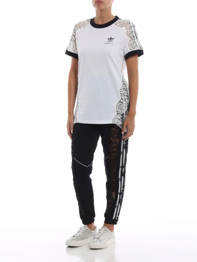 Shop Adidas By Stella Mccartney See-through Lace Detail White T-shirt
