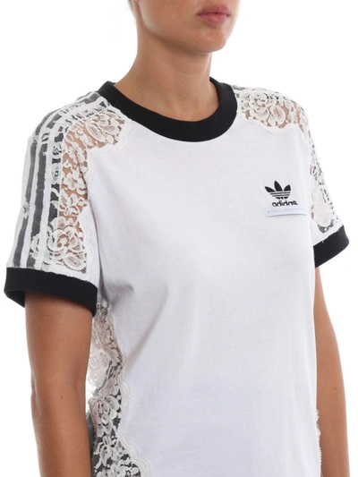 Shop Adidas By Stella Mccartney See-through Lace Detail White T-shirt