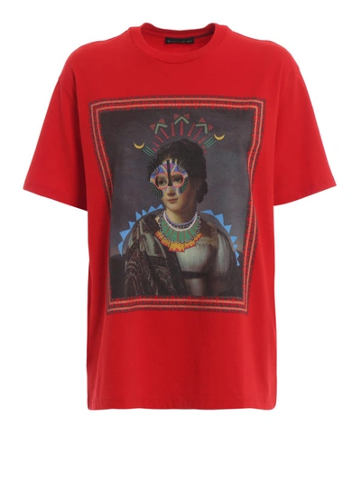 Shop Etro Printed Red Cotton T-shirt