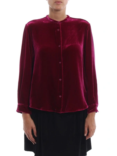 Shop Aspesi Fuchsia Silk Blend Smooth Velvet Shirt