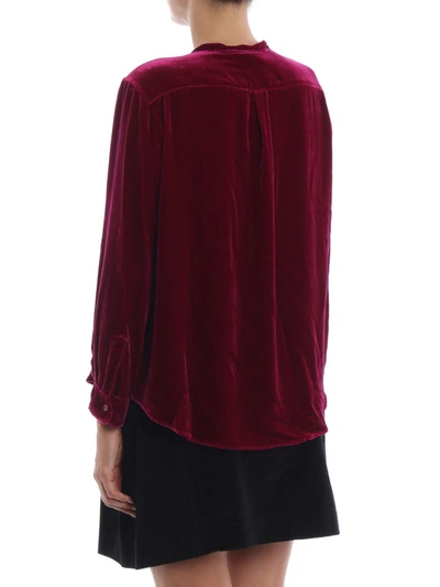 Shop Aspesi Fuchsia Silk Blend Smooth Velvet Shirt