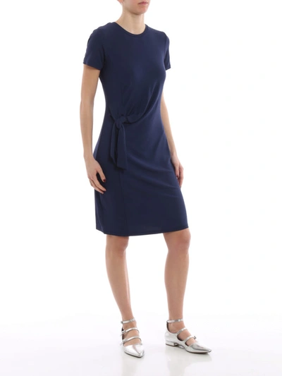 Shop Michael Kors Tight Fitting Knee-length Viscose Blend Dress In Dark Blue