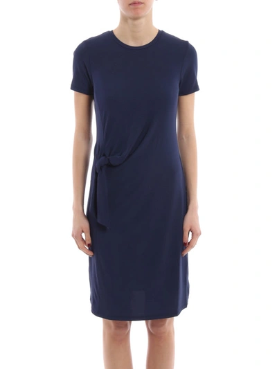 Shop Michael Kors Tight Fitting Knee-length Viscose Blend Dress In Dark Blue