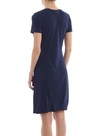 Shop Michael Kors Tight Fitting Knee-length Viscose Blend Dress In Dark Blue