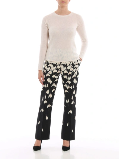 Shop Valentino Snowdrop Crepe Couture Trousers In Black