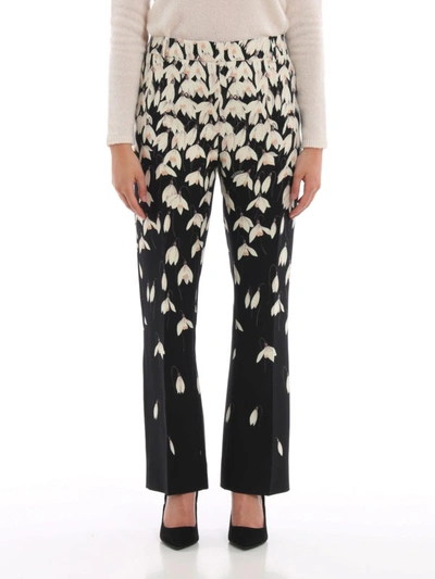 Shop Valentino Snowdrop Crepe Couture Trousers In Black