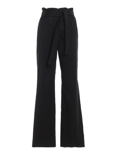 Shop Moschino Techno Cotton High Rise Trousers In Black