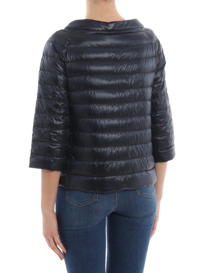 Shop Herno Reversible Navy Blue And Pearl Puffer Jacket In Dark Blue