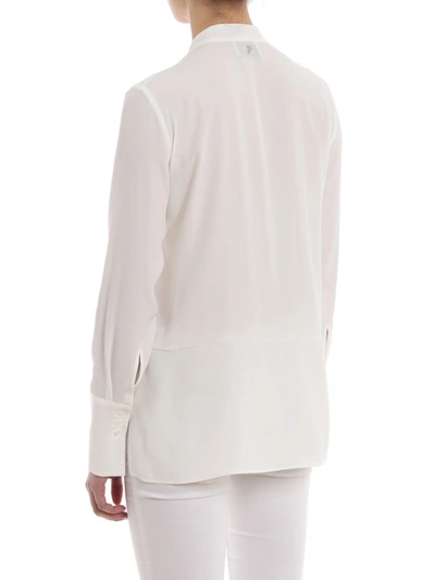 Shop Dondup Fringe Embellished Silk Blend Crepe Blouse In White