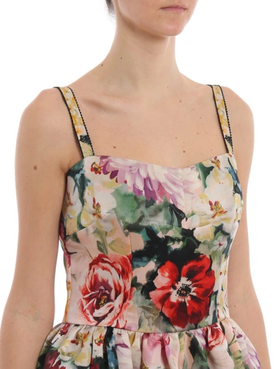 Shop Dolce & Gabbana Flower Print Silk Dress In Multicolour