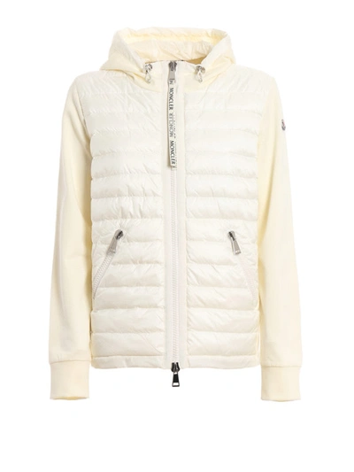Shop Moncler Zip-up Hoodie With Padded Front Panels In White