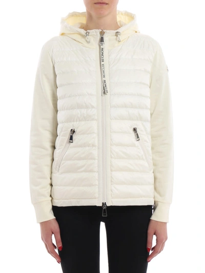 Shop Moncler Zip-up Hoodie With Padded Front Panels In White