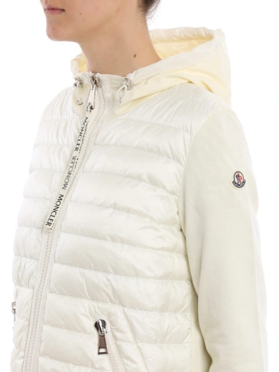 Shop Moncler Zip-up Hoodie With Padded Front Panels In White