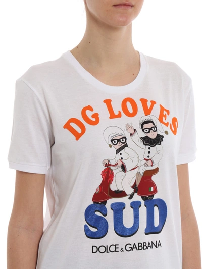 Shop Dolce & Gabbana Dg Loves Sud Cotton T-shirt In White