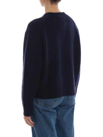 Shop Polo Ralph Lauren American Flag Intarsia Wool Boxy Sweater In Blue