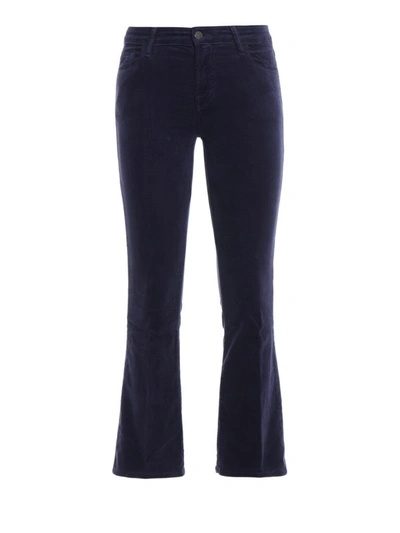 Shop J Brand Blue Velvet Selena Bootcut Trousers