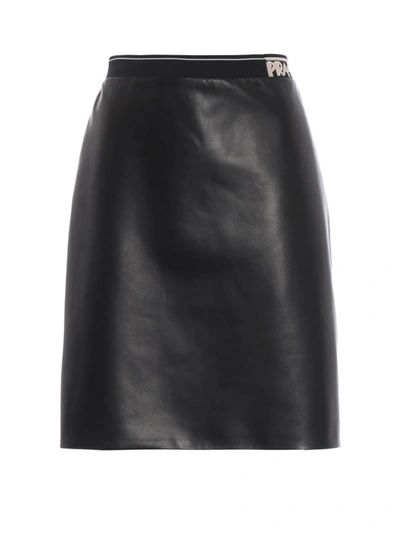 Shop Prada Nappa Leather Pencil Skirt In Black