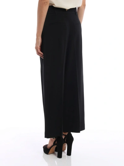 Shop Red Valentino Pleated Crepe Cady Crop Trousers In Black