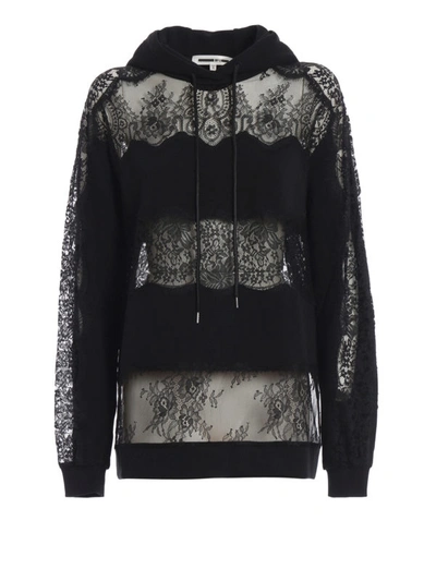 Shop Mcq By Alexander Mcqueen Black Cotton And Lace Hoodie