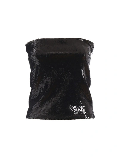Shop Alexandre Vauthier Black Sequined Strapless Top
