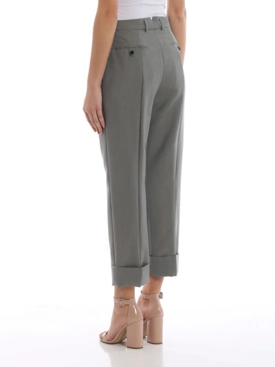 Shop Prada Mohair And Wool Blend Trousers With Turn-ups In Grey