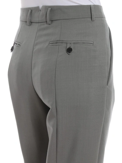 Shop Prada Mohair And Wool Blend Trousers With Turn-ups In Grey
