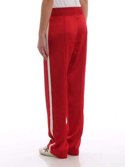 Shop Moncler Contrasting Stripe Red Tracksuit Bottoms