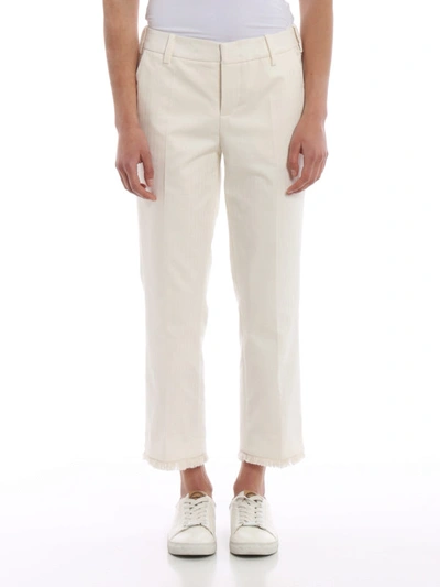 Shop Zadig & Voltaire Fringe Stretch Cotton Crop Trousers In White