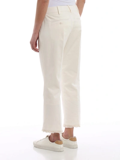 Shop Zadig & Voltaire Fringe Stretch Cotton Crop Trousers In White
