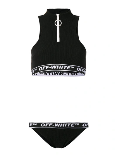 Shop Off-white Black Stretch Nylon Two Pieces Bikini