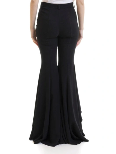 Shop Versace Ruffled Flared Black Trousers