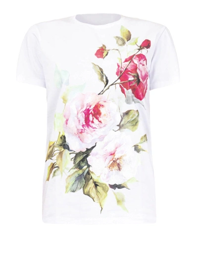 Shop Blugirl Flower Print Jersey T-shirt In White