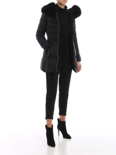 Shop Prada Fox Fur Hooded Padded Coat In Black