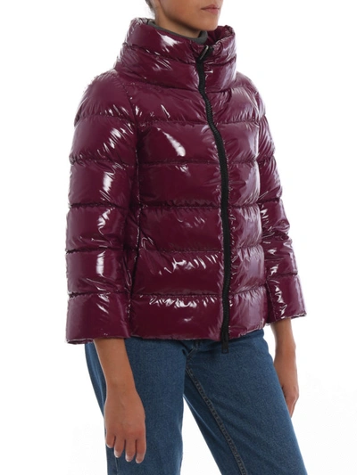 Shop Herno Coated Fabric Padded Jacket In Purple