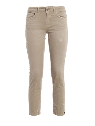 Shop Dondup Newdia Beige Cropped Jeans