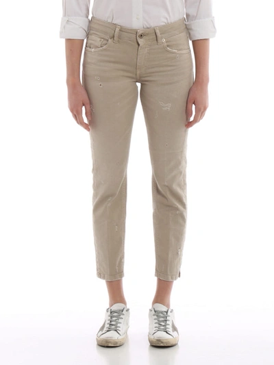 Shop Dondup Newdia Beige Cropped Jeans