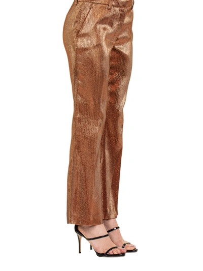 Shop L'autre Chose Laminated Fabric Bootcut Trousers In Bronze