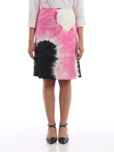 Shop Prada Tie-dye Cotton Sateen Wrap Skirt In Multicolour
