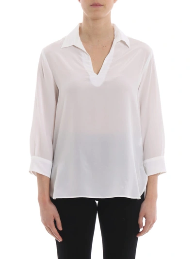 Shop Aspesi White Silk Blouse