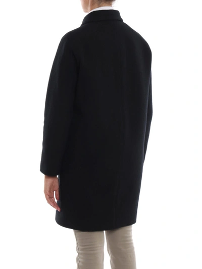 Shop Aspesi Single-breasted Black Wool Cocoon Coat