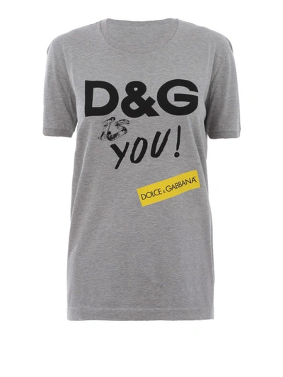 Shop Dolce & Gabbana Dg Is You Grey Cotton Tee