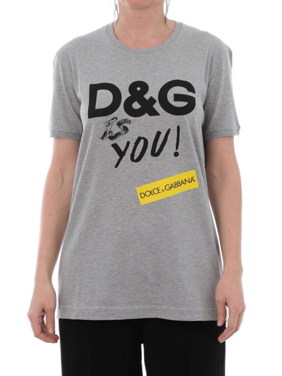 Shop Dolce & Gabbana Dg Is You Grey Cotton Tee