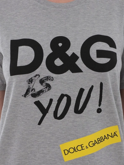 Shop Dolce & Gabbana Dg Is You Grey Cotton Tee