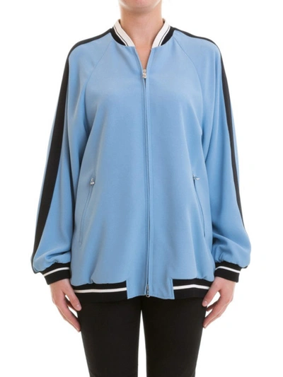 Shop Red Valentino Heron Maxi Embroidery Over Bomber Jacket In Light Blue