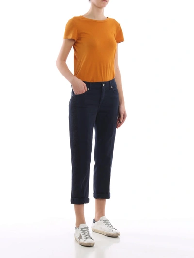 Shop Dondup Paige Lace Embellished Loose Fit Trousers In Dark Blue